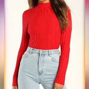 Lulus NWOT Ribbed Mock Neck Size XL